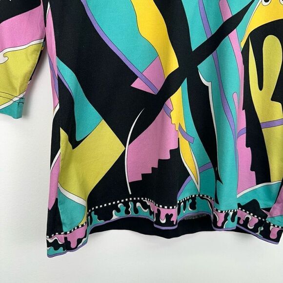 Averardo Bessi Women’s Unique 80s Colorful Abstract Movement 1/4 Button Elbow Sh - Picture 7 of 8